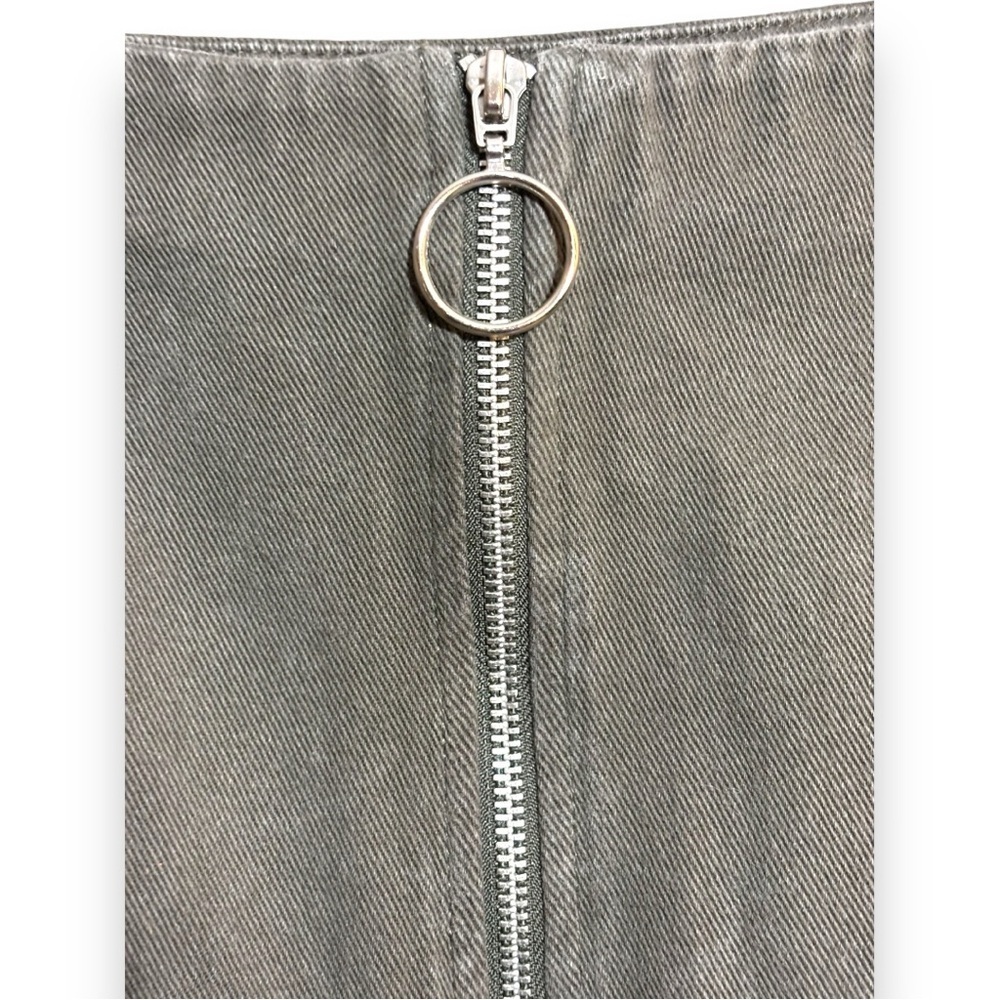 Chloe & Katie Casual Lg Gray/Green Front Silver Ring Zip High Waist Mini Skirt - Picture 14 of 16